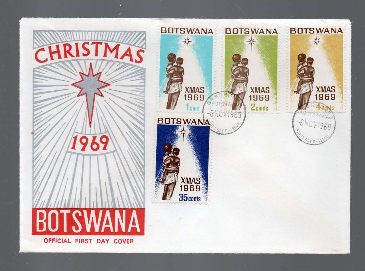 Botswana Official FDC Christmas 1969  GABERONE 6 NOV 69 cds, unaddressed