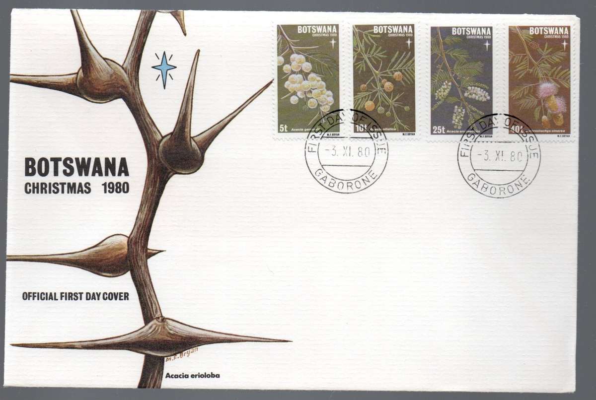 Botswana Official FDC Christmas 1980,  GABERONE 3 XI 80 cds, unaddressed