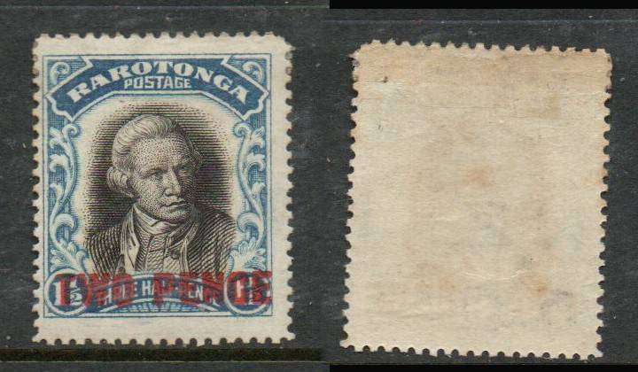Cook Islands, 1931, TWO PENCE surcharged on 1 1/2d, without watermark MH *