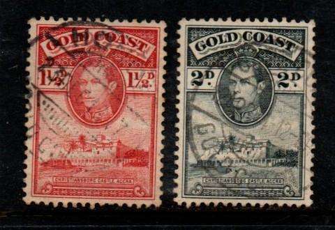 Gold Coast, GVIR, 1938, 1 1/2d, 2d, perf 11.5 x 12,  c.d.s. used