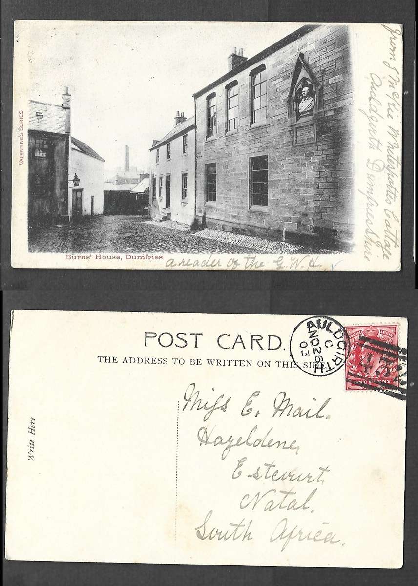 Scotland, Burn's House Dumfries, used 1d AULDGIRTH NO 26 03 - 432 duplex > Natal
