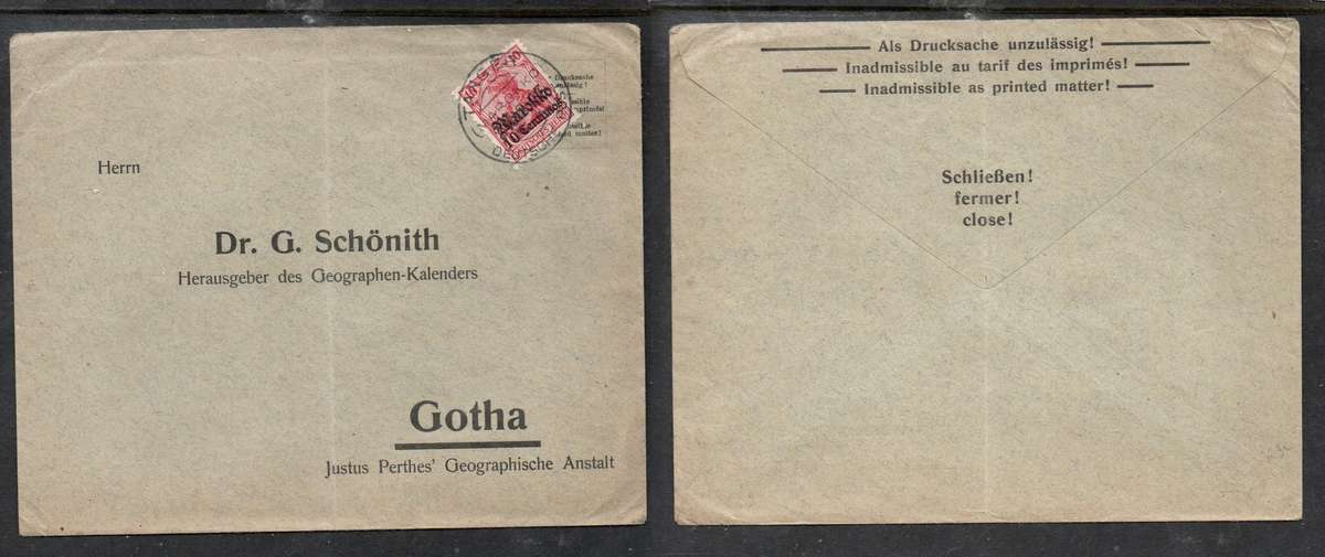 German Post Office Morocco, cover > Gotha, Germany, 10pf  TANGER MAROKKO c.d.s.