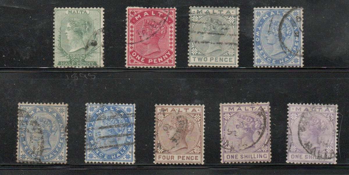 Malta, 1885 -1890, 1/2d - 1/- (excluding 1d rose) used