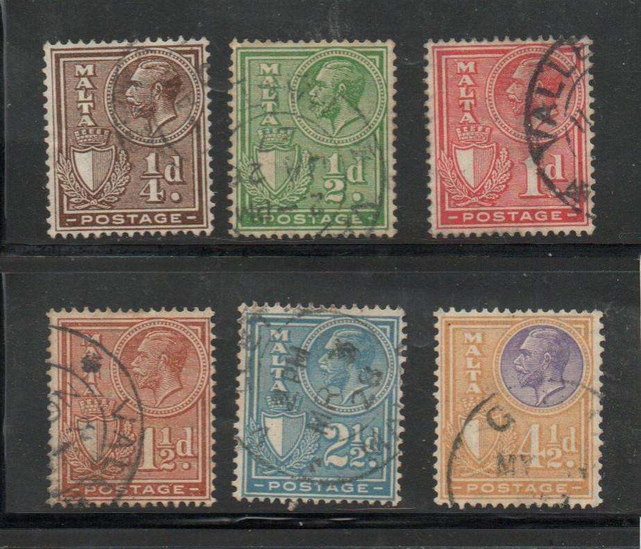 Malta, 1926, 1/4d, 1.2d, 1d, 1 1/2d, 2 1/2d, 4 1/2d, used