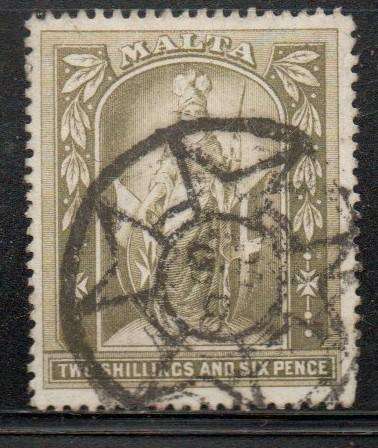 Malta, 1899, 2s6d, olive-grey, used Maltese Cross cancel