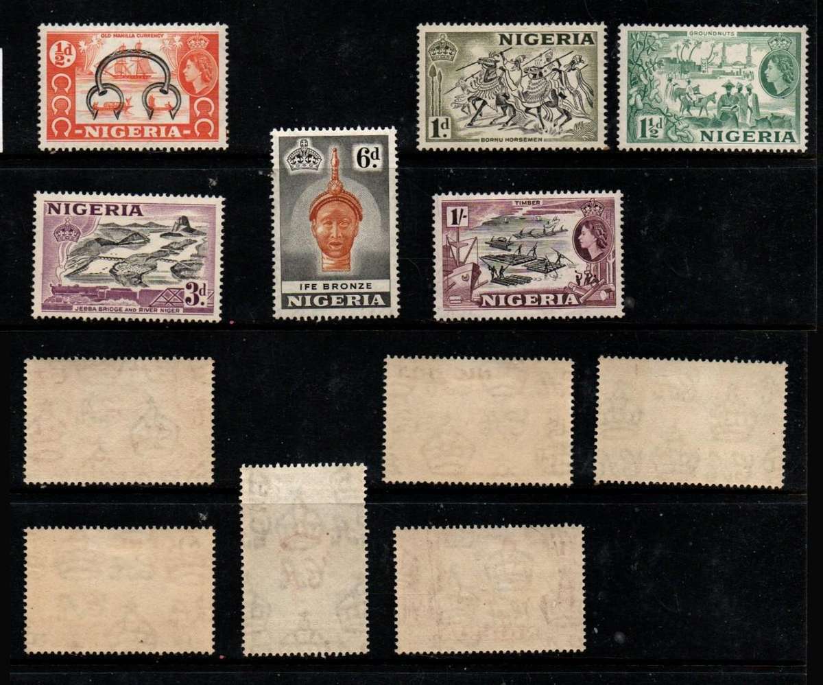 Nigeria, EIIR, 1953, 6 stamps 1/2d > 1/-, MH *