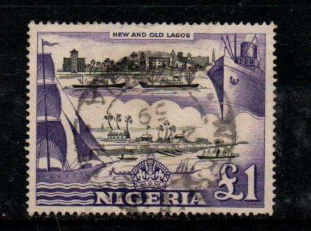 Nigeria, EIIR, 1953, £1, new and old Lagos, c.d.s. used