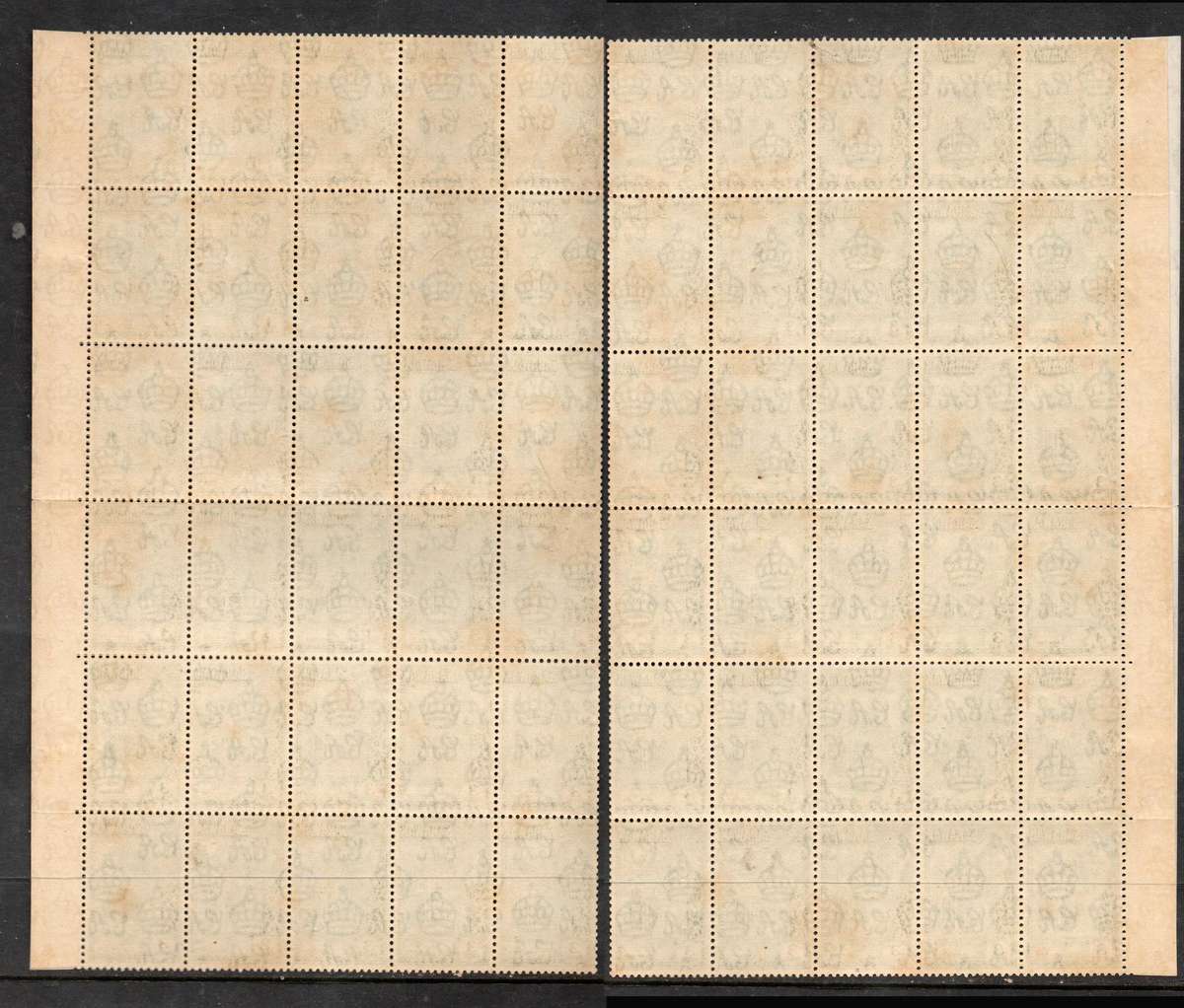 Sarawak, GVIR, 1950, 3c, part sheet of 60, MNH ** medium gum tone