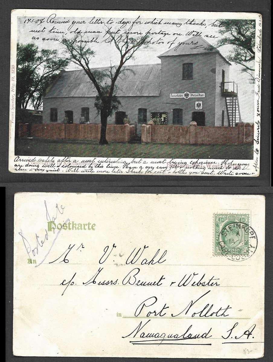 South West Africa Police Station Keetmanshoop, STEINKOPF CAPE COLONY JA 23 09 > PtNolloth