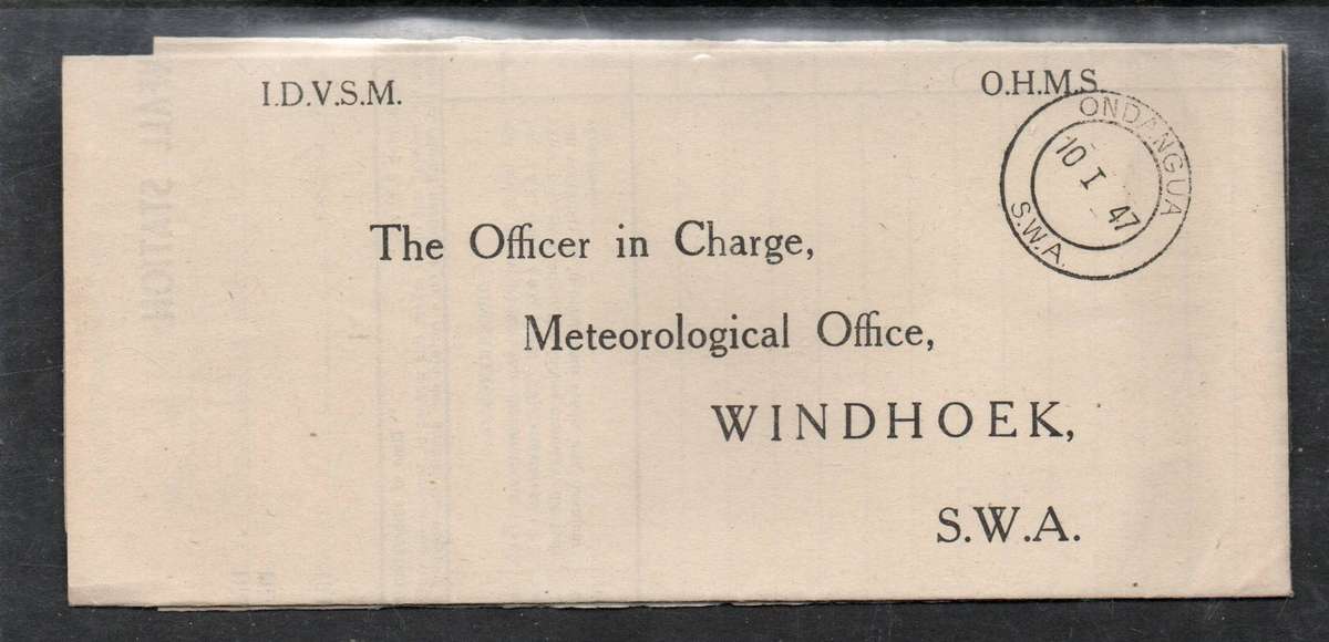 S. W. Africa, Meterological Report. August 1950 O.H.M.S., GROOTFONTEIN 4 SEP 50cds > Windhoek