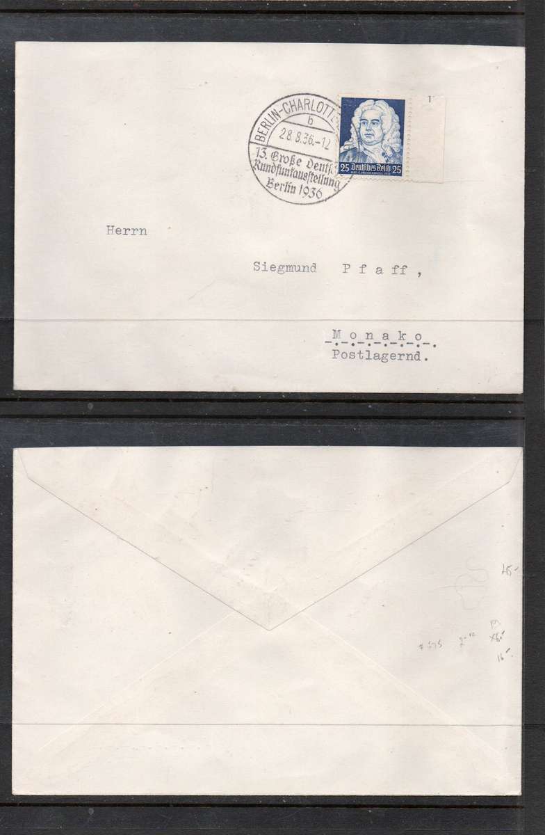 Germany Handel 25pf, cover, RUNDFUNTAUTELLUNG BERLIN 1936 special c.d.s.