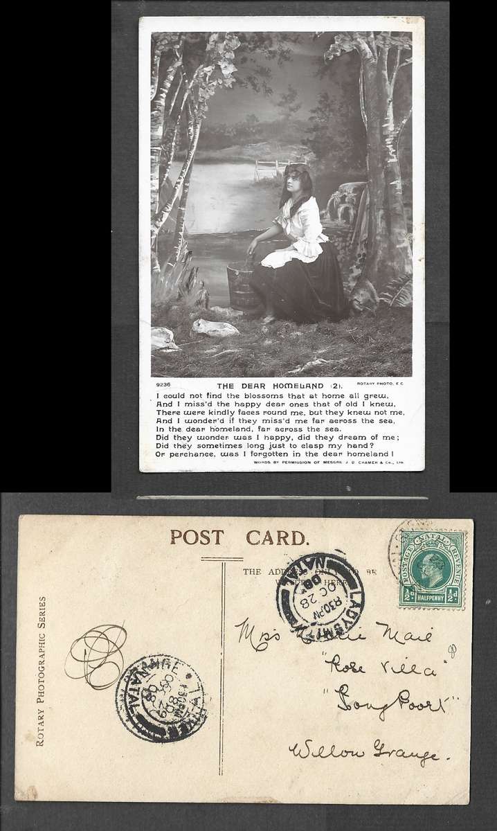 The Dear Homeland, used 1/2d, GLENCOE OC 23 08 cds> WILLOW GRANGE NATAL, LADYSMITH transit