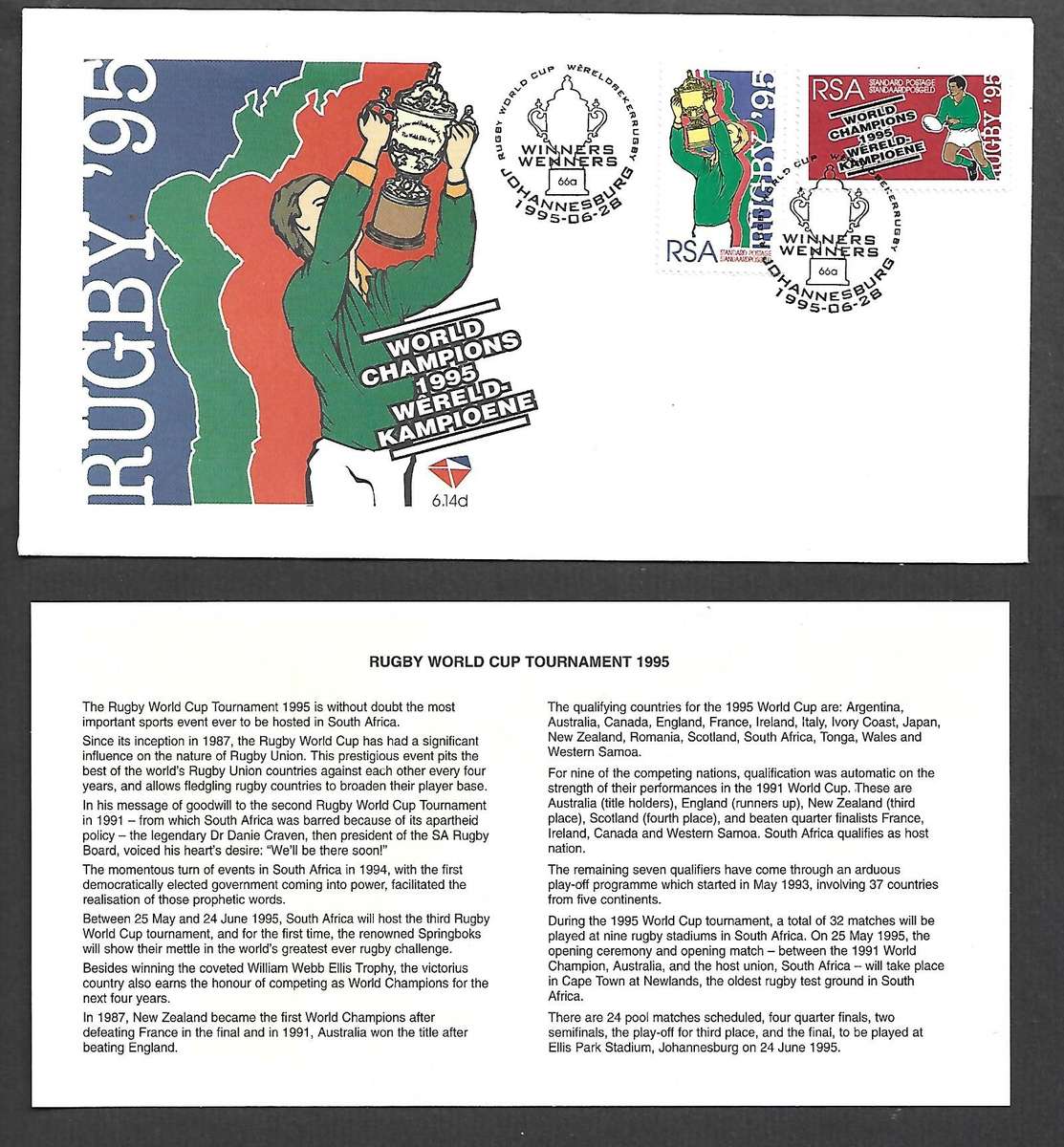 S Africa rugby world champions 1995 , JOHANNESBURG 1995-06-28