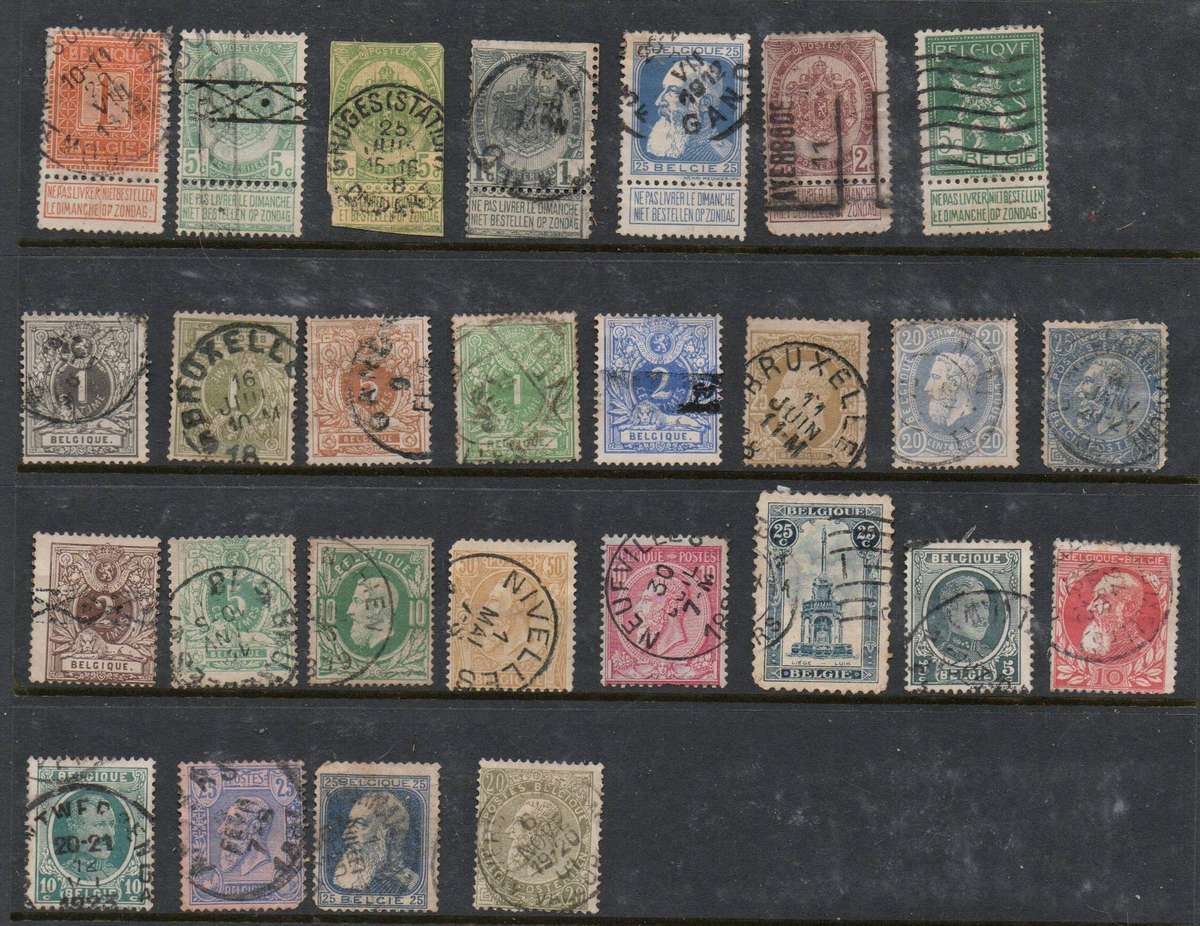 Belgium, range of mid period used, low denomination, low catalogue value.