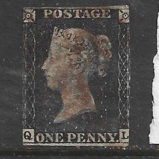 Great Britain  VRI   1840, 1d black, 2 margins, used