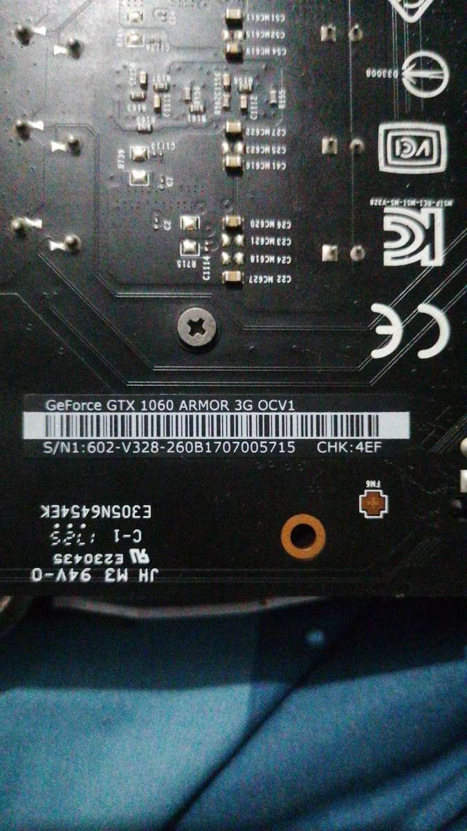 Geforce GTX 1060 Armor MSI Graphic Card 3G