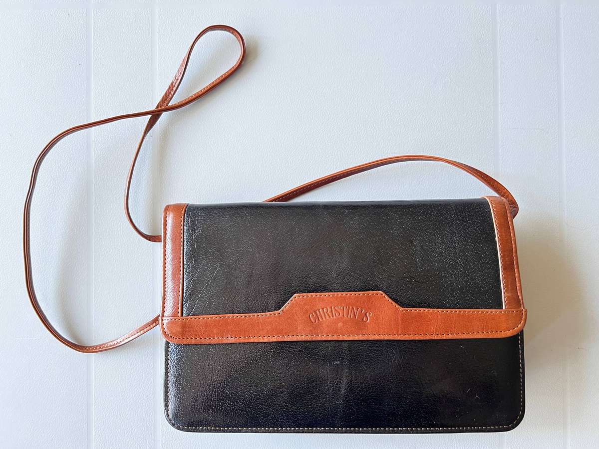 Ladie's Two-Tone Sling Leather Handbag