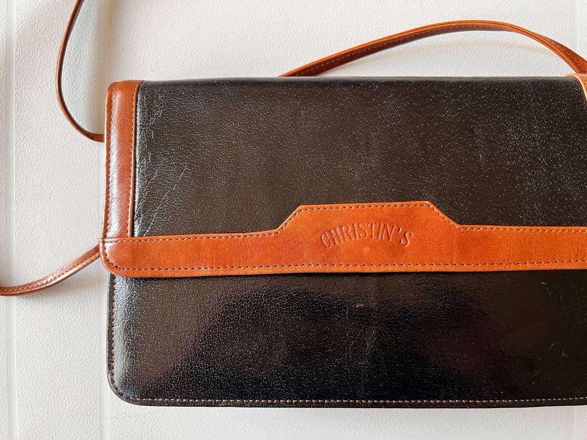 Ladie's Two-Tone Sling Leather Handbag