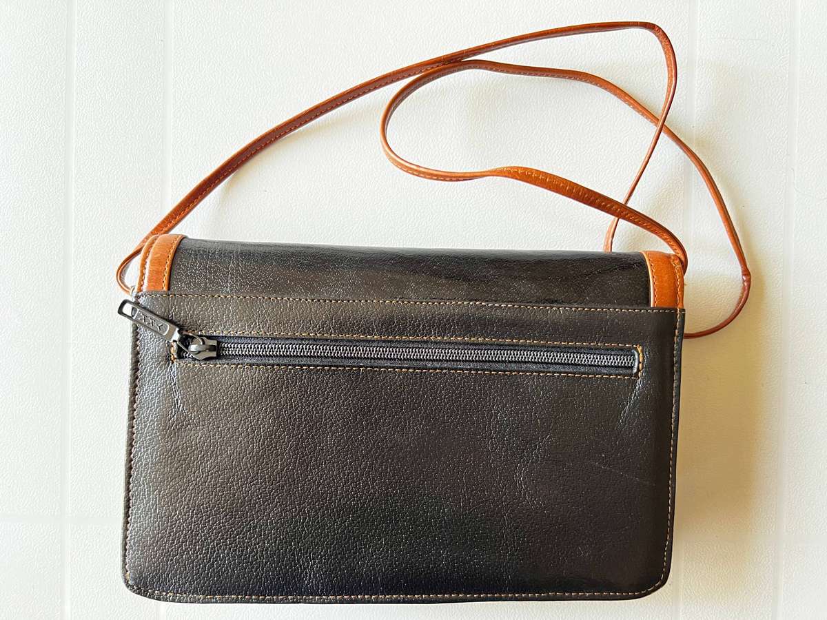 Ladie's Two-Tone Sling Leather Handbag
