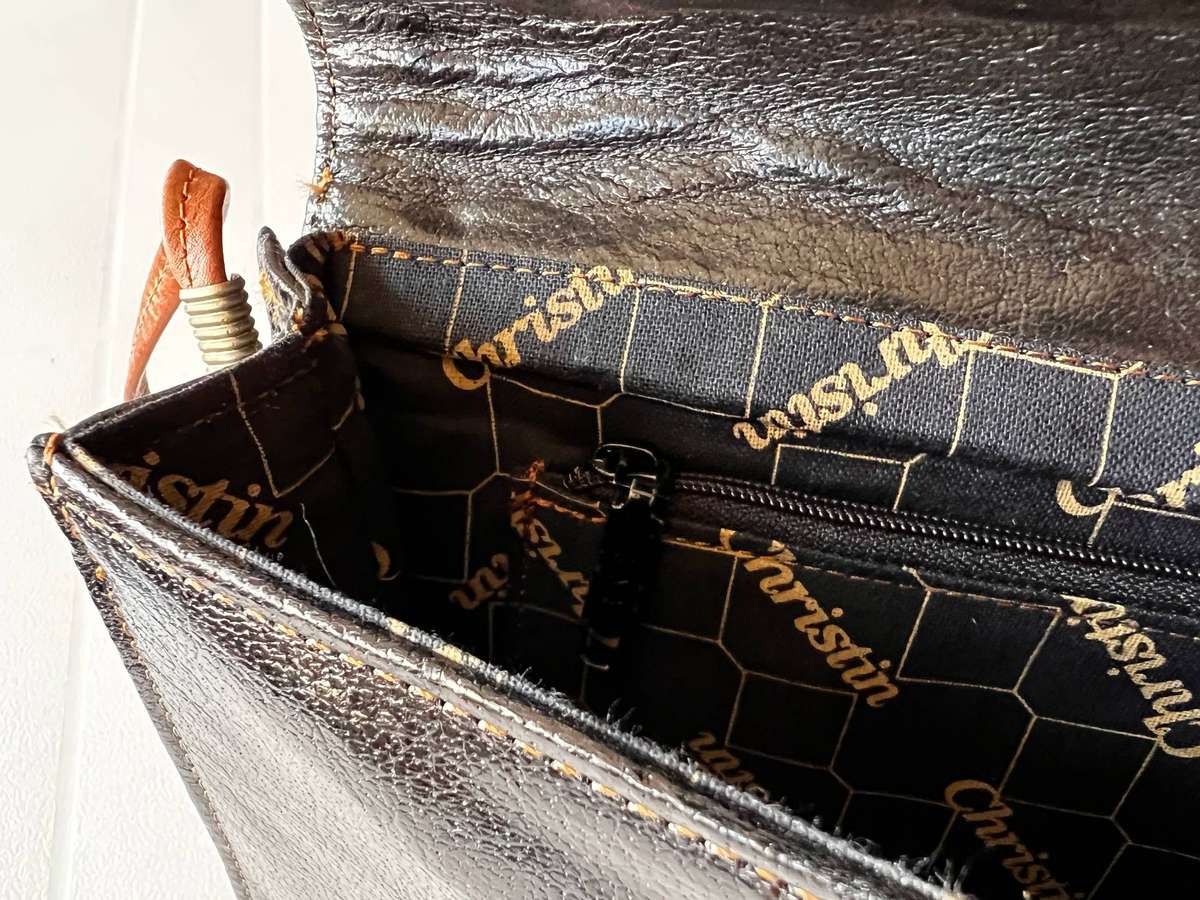 Ladie's Two-Tone Sling Leather Handbag