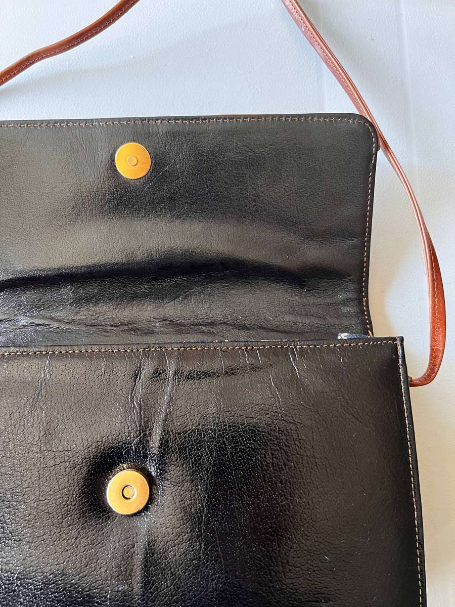 Ladie's Two-Tone Sling Leather Handbag