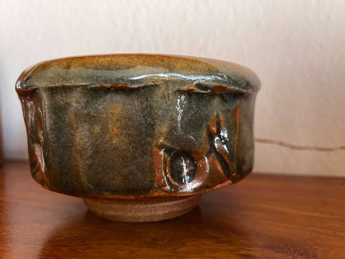 ANDREW WALFORD Pottery: Cut Sided Celadon Dish