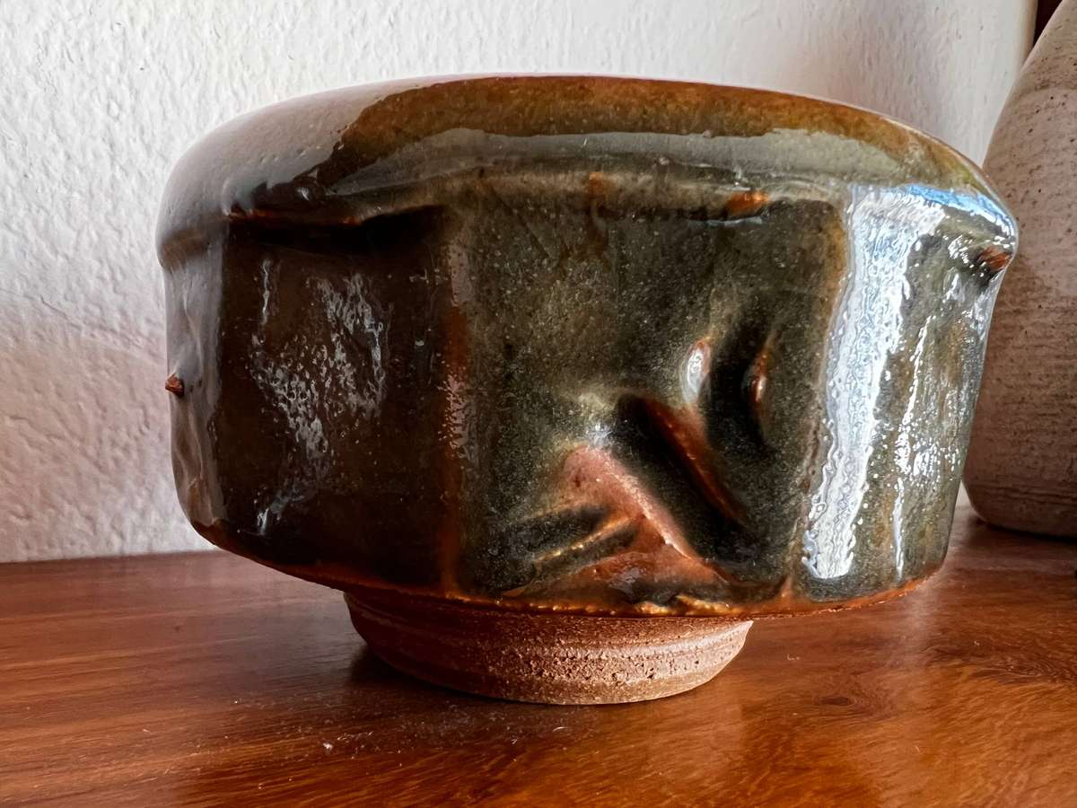 ANDREW WALFORD Pottery: Cut Sided Celadon Dish