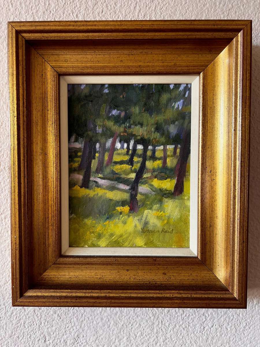 Veronica Reid - Original Oil on Canvas - Sunlit Woodland Landscape