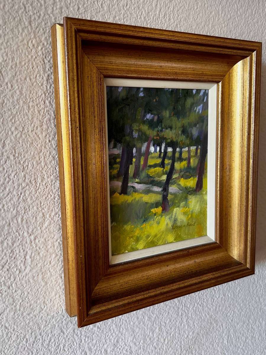 Veronica Reid - Original Oil on Canvas - Sunlit Woodland Landscape