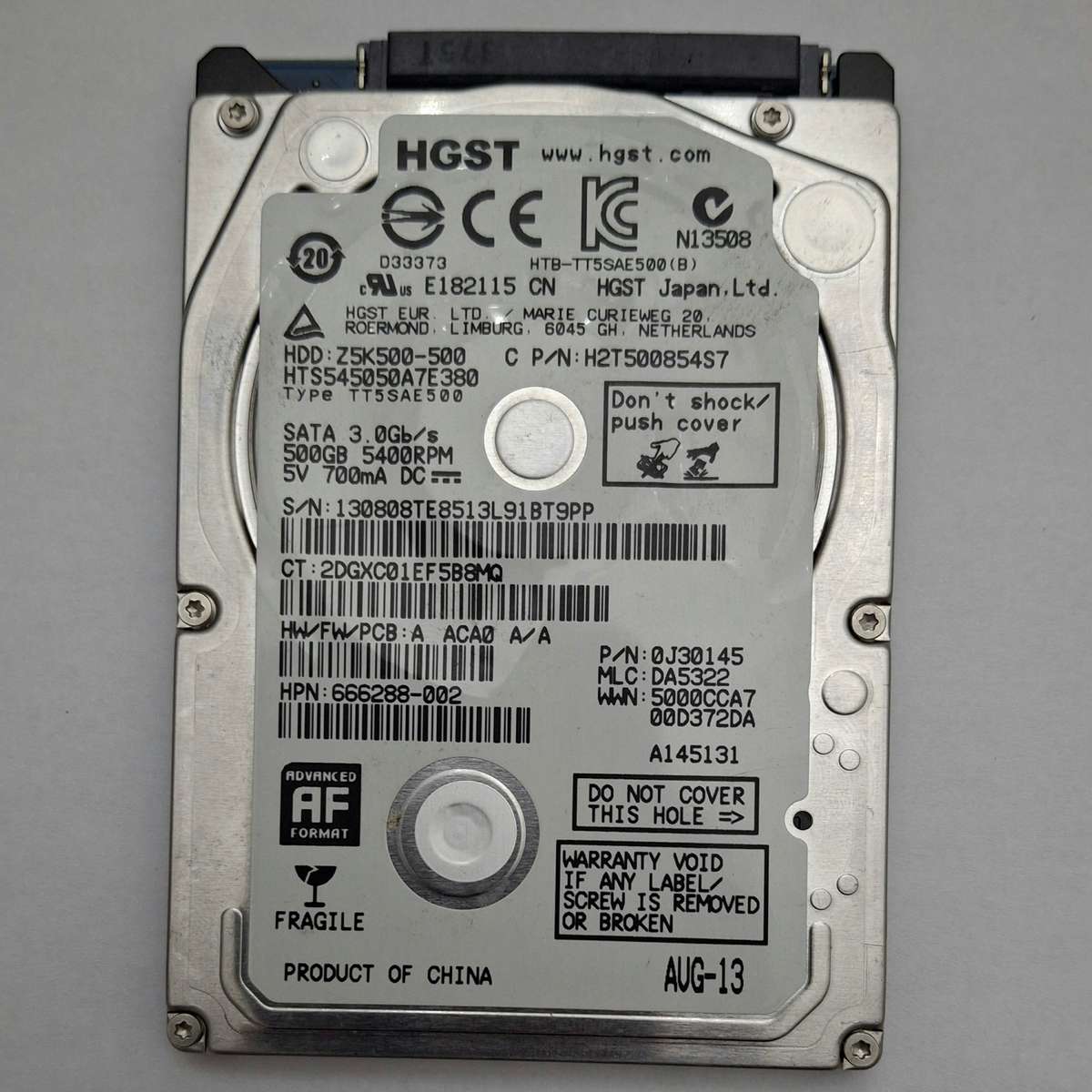 HGST - 500GB 5400RPM SATA 3Gb/s 8MB Cache 2.5-inch Hard Drive