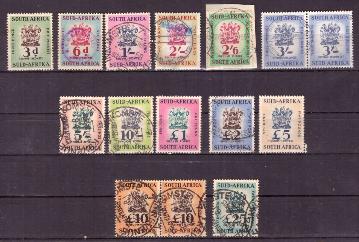 UNION of South AFRICA.  Revenue stamps. Mixt condition.