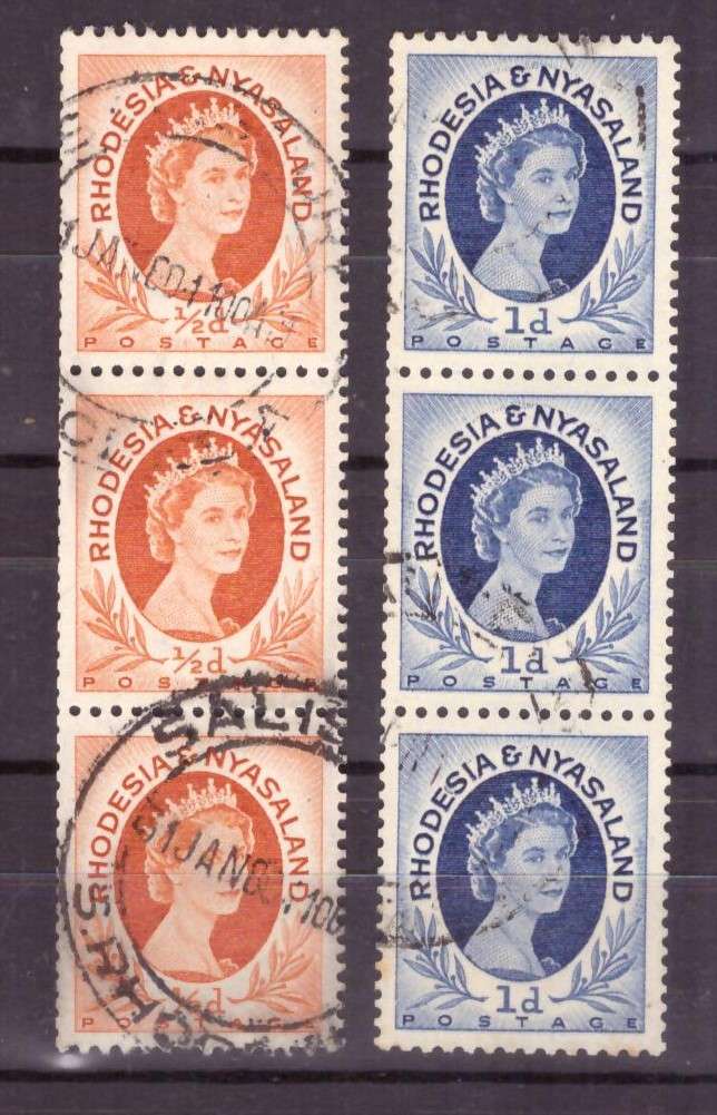 Rhodesia-Nyasaland. SACC #1a-2a coil  used .