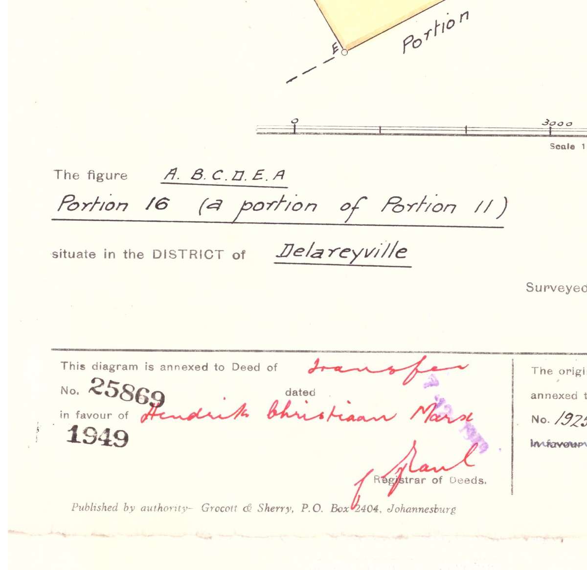 UNION of South AFRICA.  Revenue stamps on document.  5/ language error.
