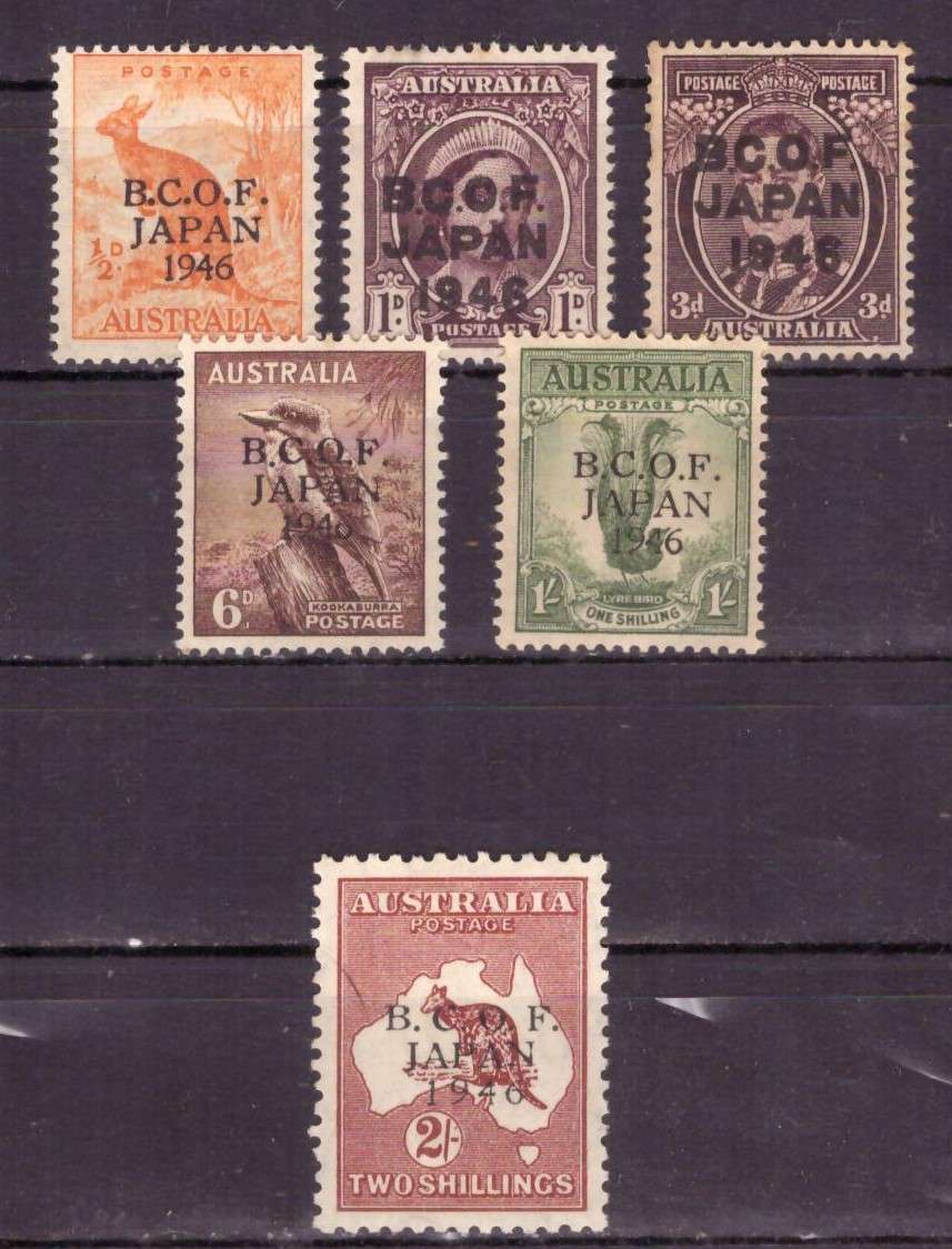 Australia . SCOTT# M1-M6  1946-47 British Commonwealth Occupation Force. MH.