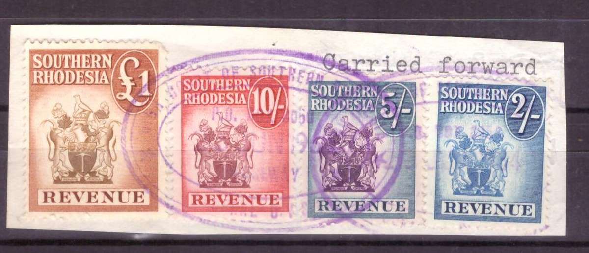 Southern Rhodesia.  Revenue stamps. Mixt condition.