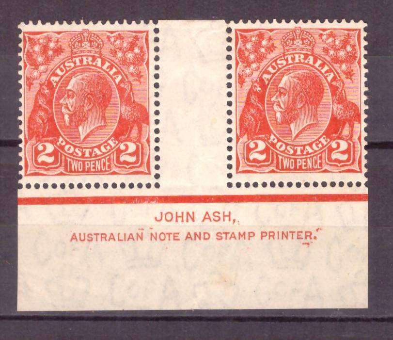 Australia 1931  issue 2d  .SG cat 127. inscriptional gutter pair. MH