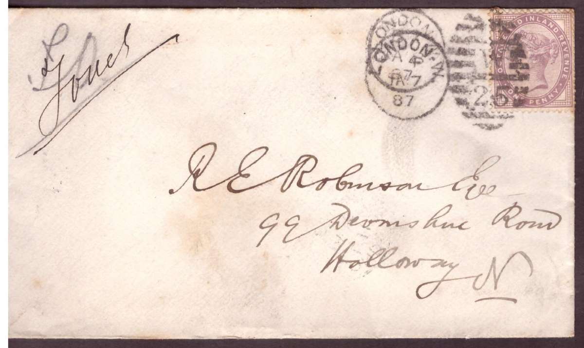 England cover 1887 from London