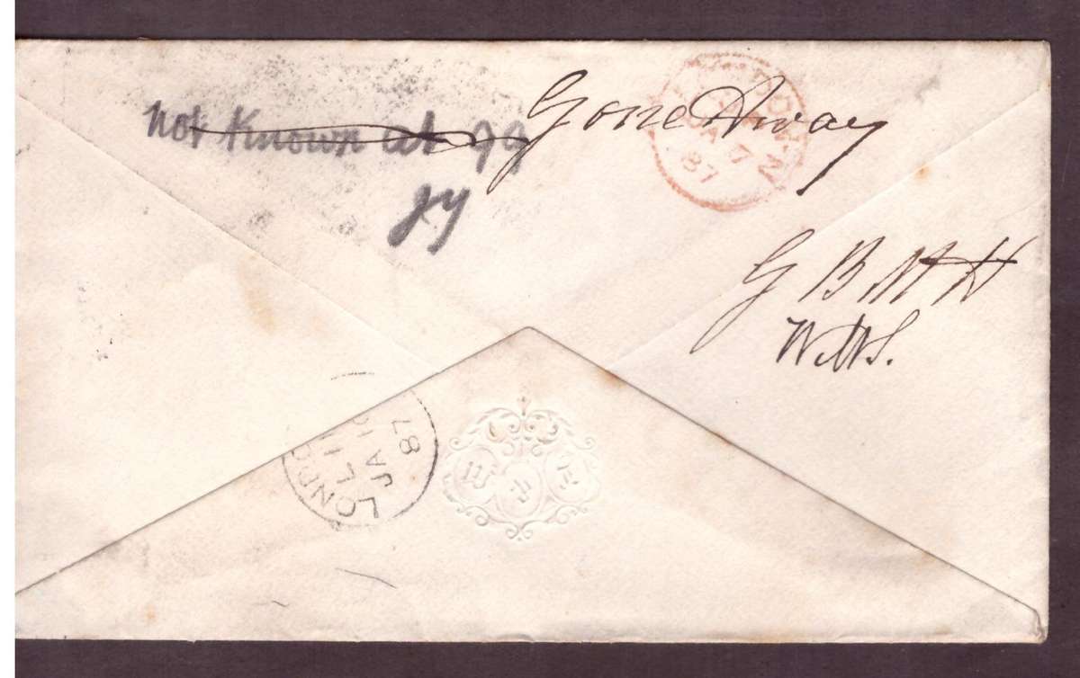 England cover 1887 from London
