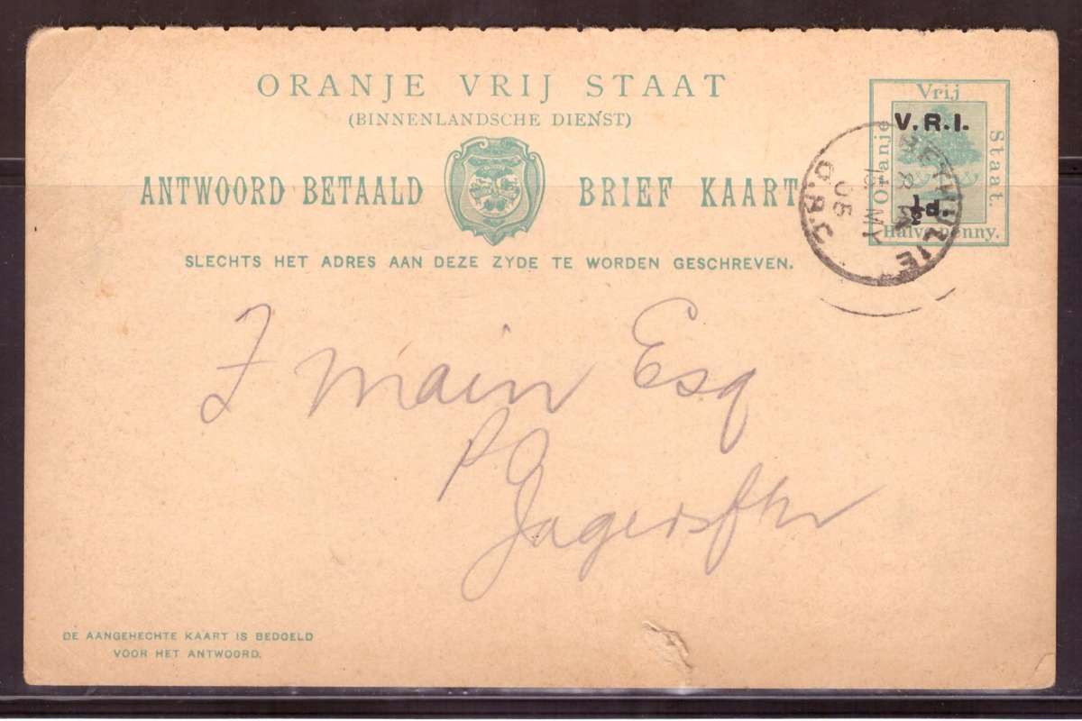 Orenge Free State   1905  Brief Kaart..Bethulie.