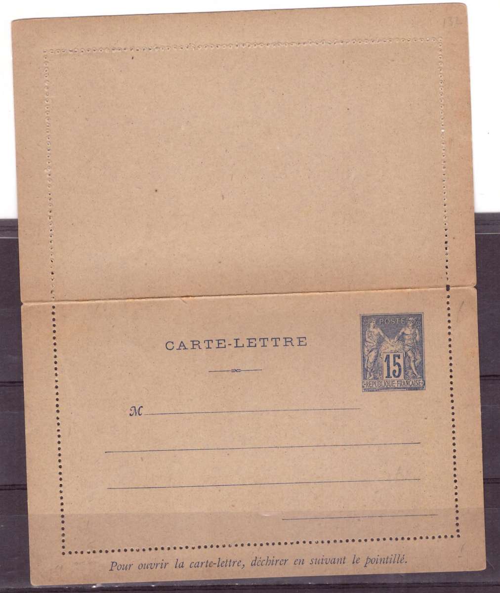 Post Cart  France. 15c braun