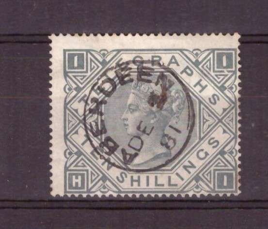 British Telegraphs 10/ 1876 nice used. S.G # T16.