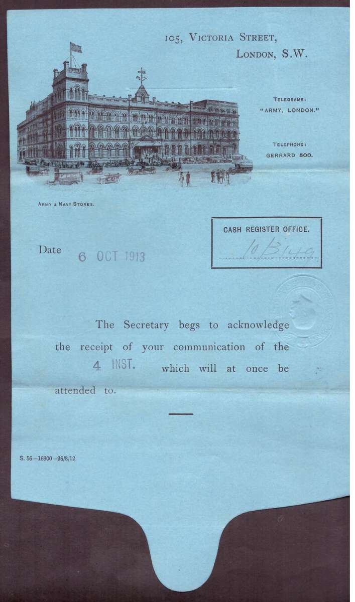 England cover 1913 from London.