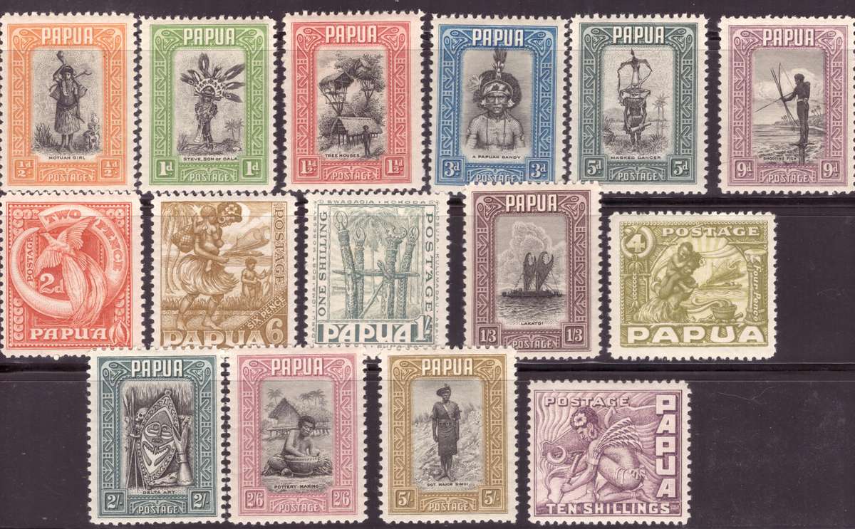 Papua SG. cat #130-144.  MH. from 1/2d to 10/. 1932 .