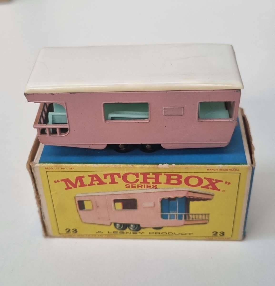 Matchbox Lesney Matchbox 23d, Trailer Caravan Original Box