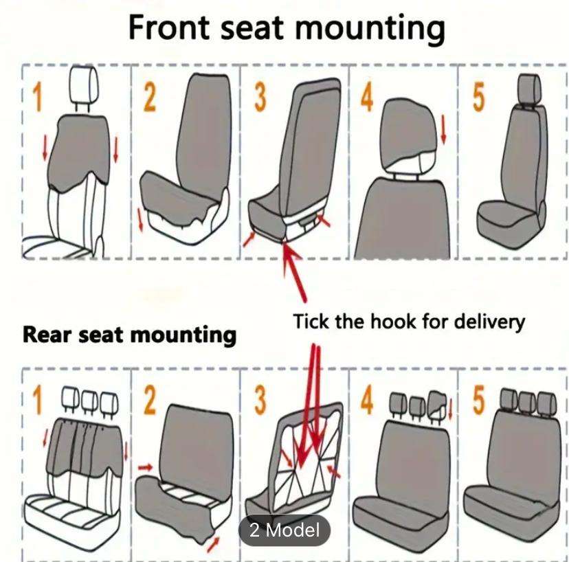 Car Seat Covers Full Set, PVC Leather waterproof and wear resistant.