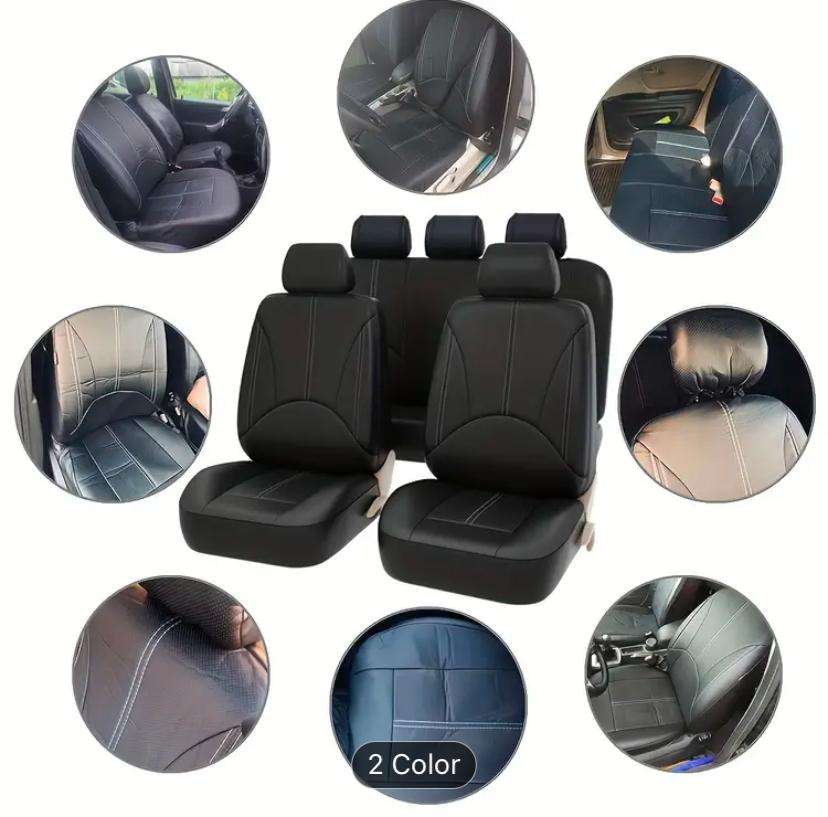 Car Seat Covers Full Set, PVC Leather waterproof and wear resistant.