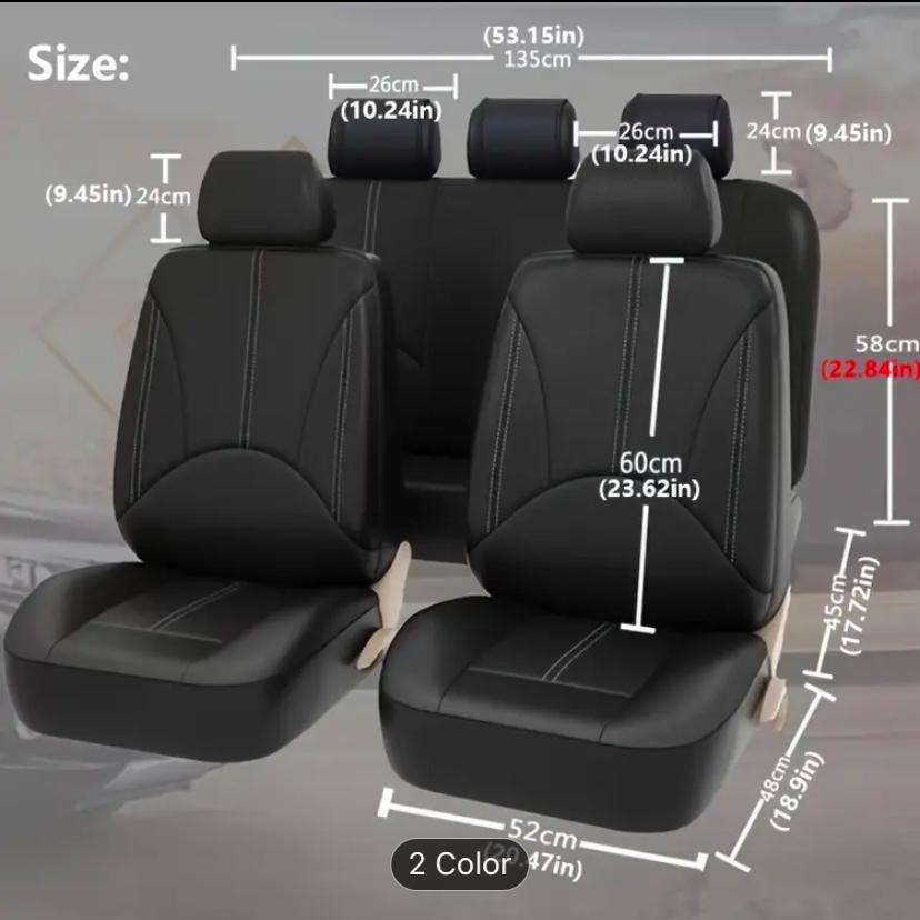 Car Seat Covers Full Set, PVC Leather waterproof and wear resistant.