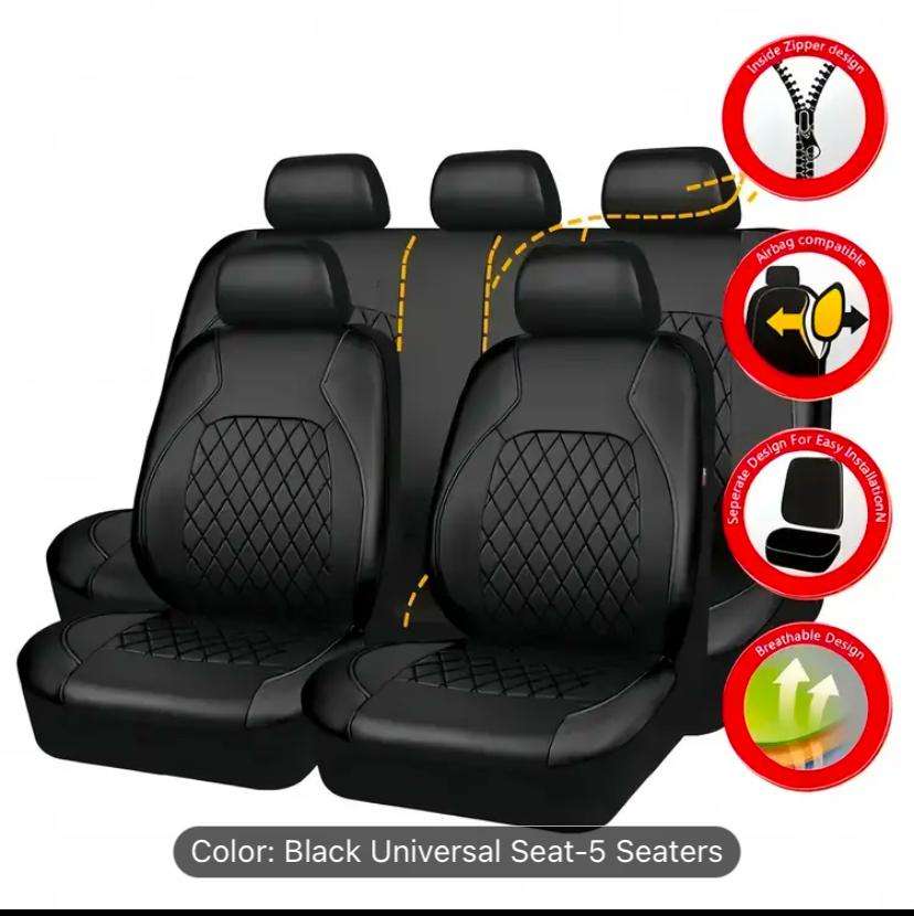 Car Seat Covers Full Set, PVC Leather waterproof and wear resistant.