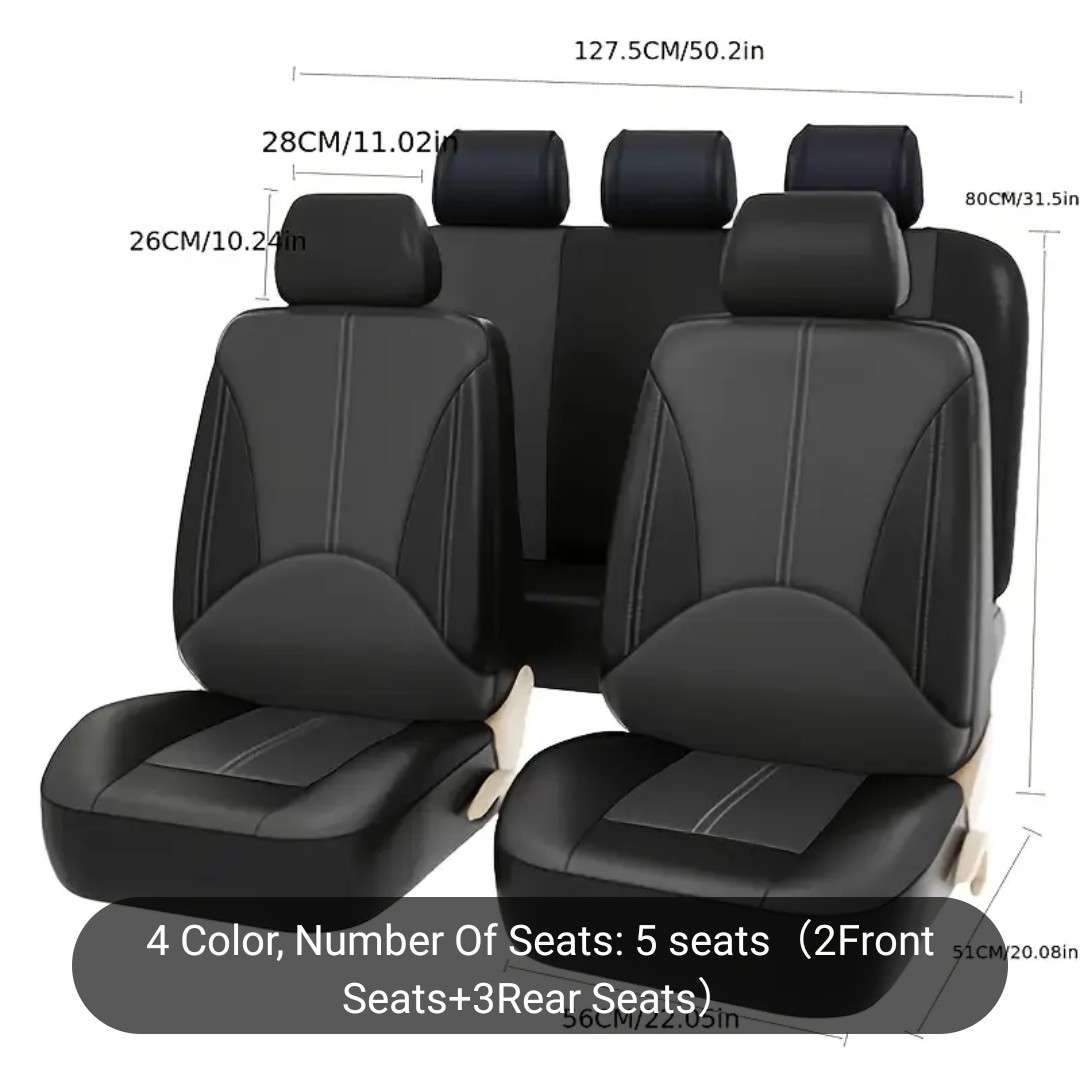 Car Seat Covers Full Set, PVC Leather waterproof and wear resistant.