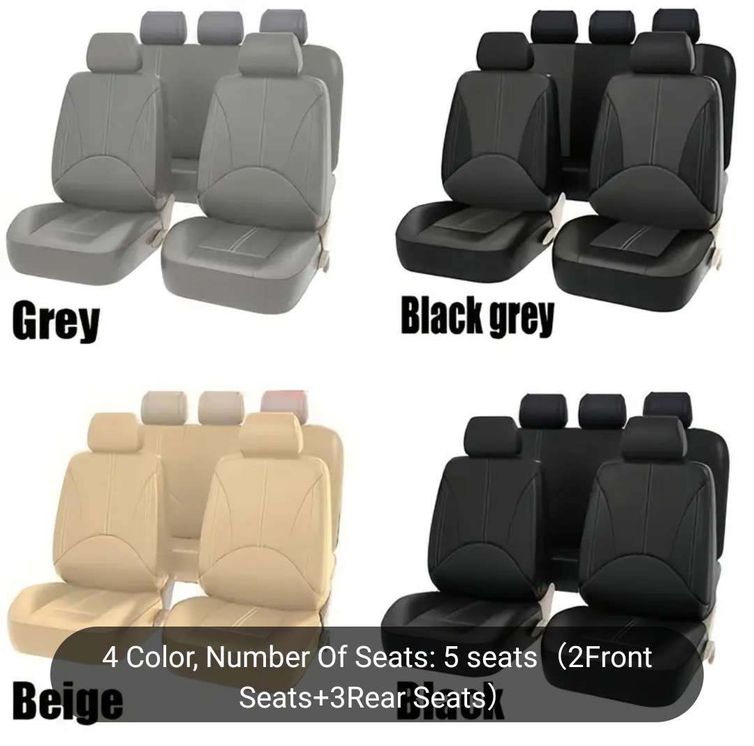 Car Seat Covers Full Set, PVC Leather waterproof and wear resistant.